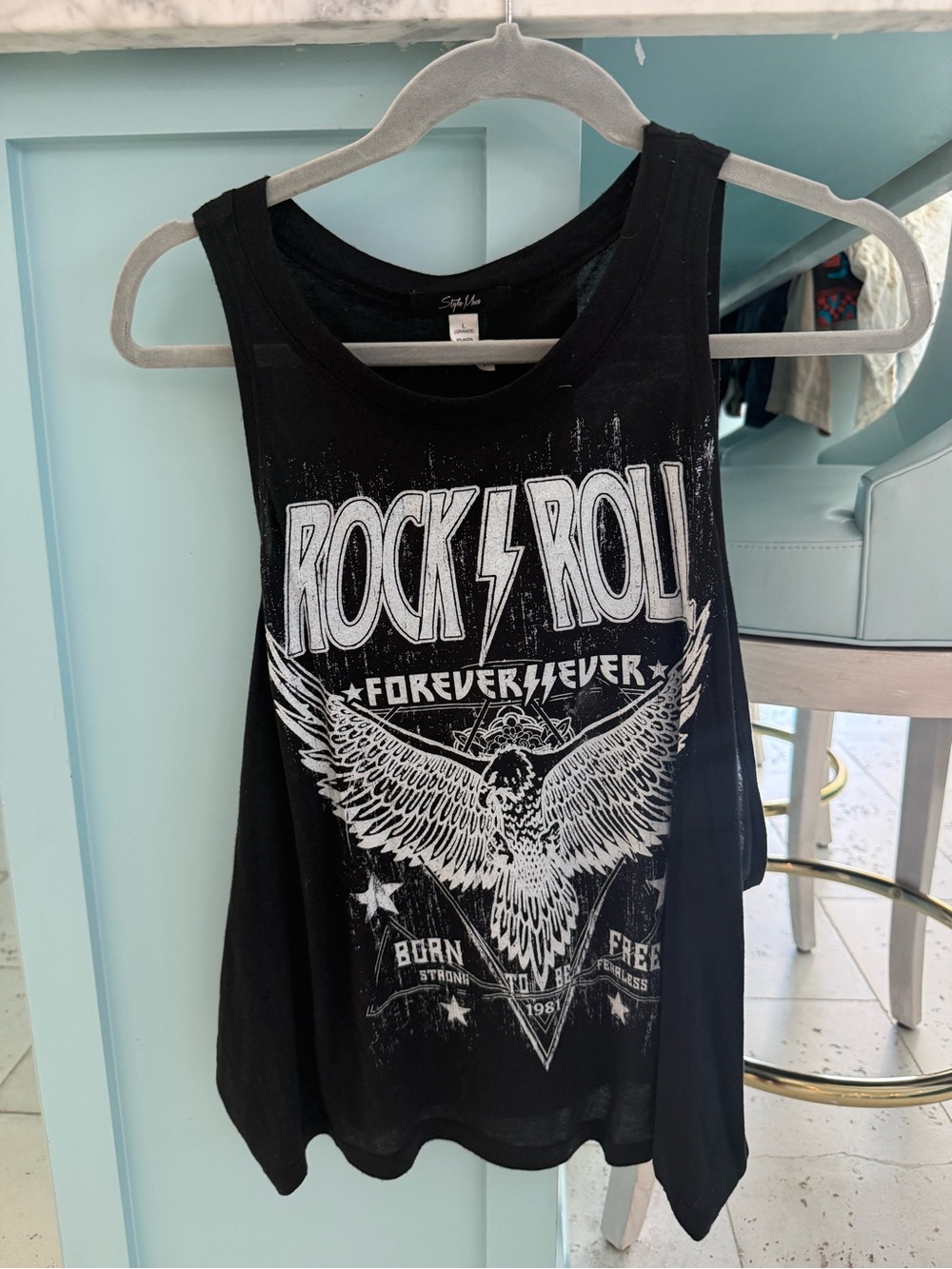 Girls' Black Rock & Roll Graphic Tank Top